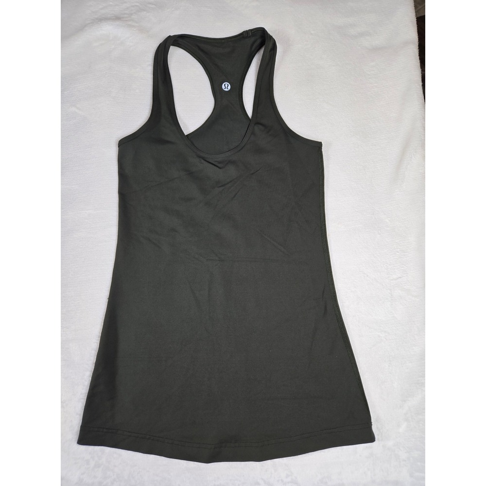 Lululemon Racerback Tank Top Dark Olive Green Scoop Neck Activewear Womens